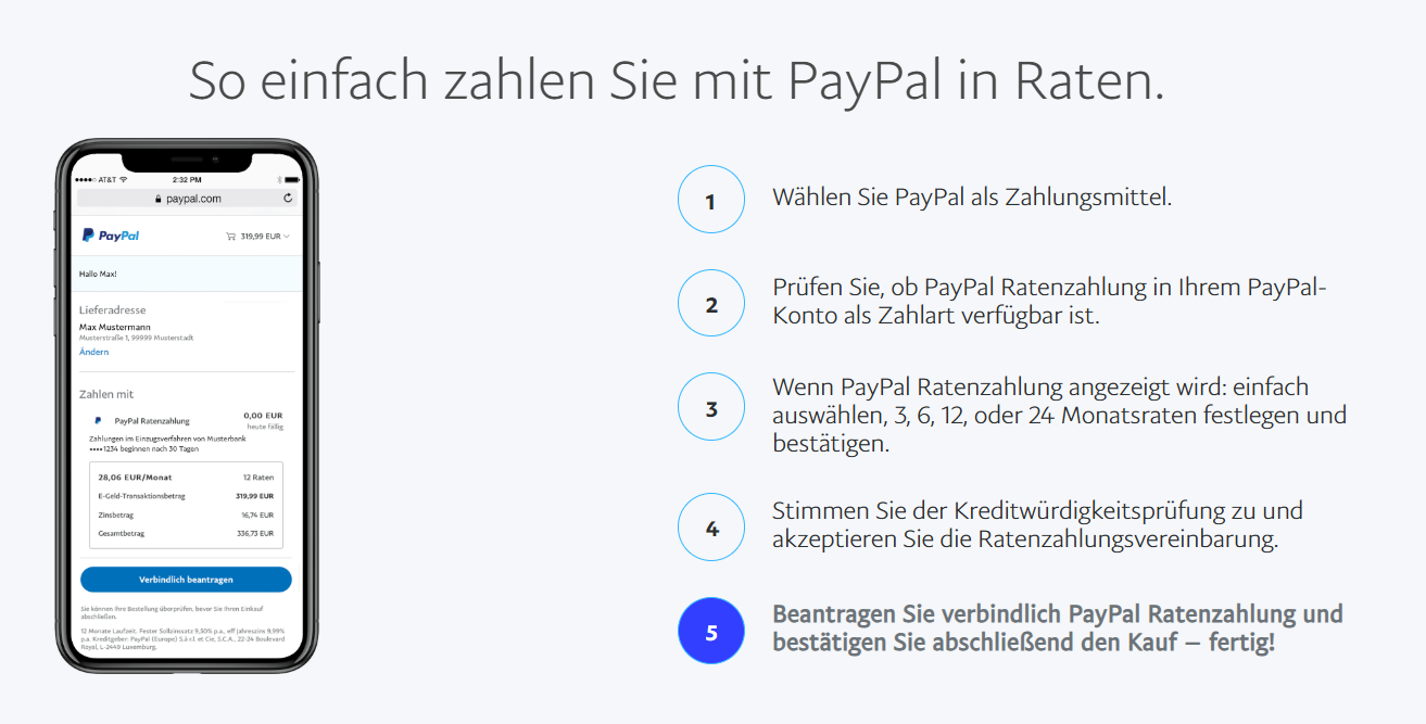 Auswahl der Ratenzahlung im Kunden-Checkout